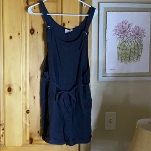 Dark grey linen overalls